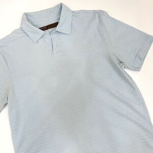 Perry Ellis Men's Light Blue Short Sleeve Ribbed Polo Small